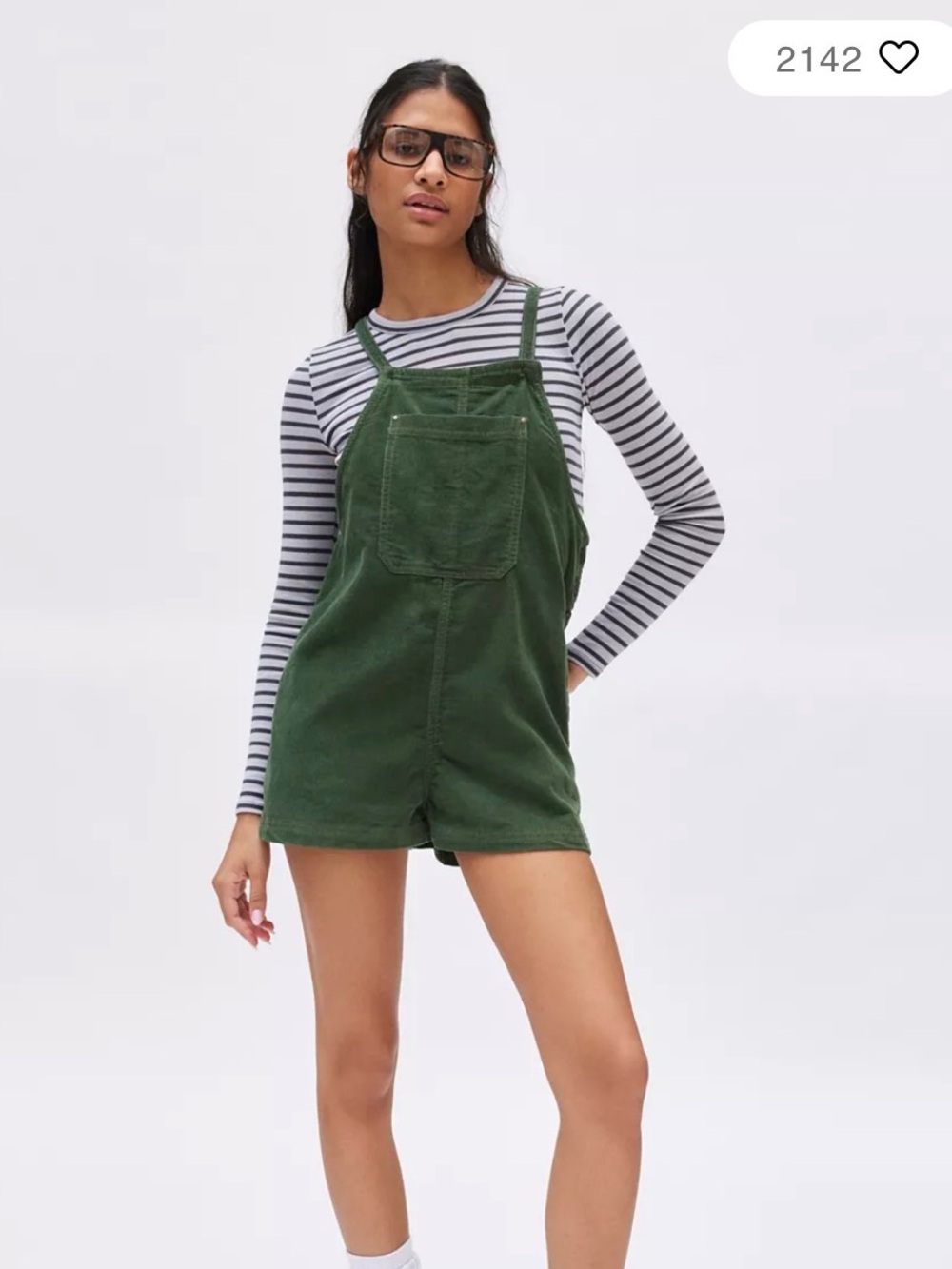 NWT Urban Outfitters BDG Green Corduroy Overall Romper L